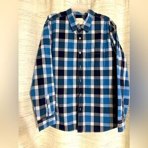 American Eagle Men’s Classic Fit Blue Plaid Shirt Long Sleeve Mens XXL